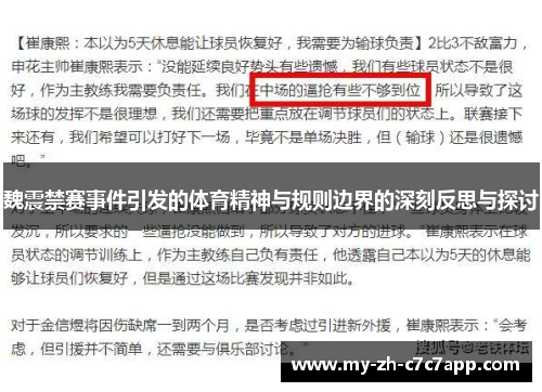 魏震禁赛事件引发的体育精神与规则边界的深刻反思与探讨